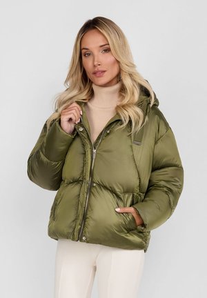 RESPECT QUILTED HOODED ZIP-FRONT - Ziemas jaka - olive