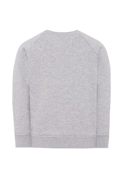 Felpa grigia realizzata in un tessuto misto cotone, con scollatura rotonda, maniche lunghe e polsini e fondo a costine.
