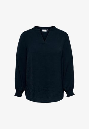 ONLY Carmakoma, CARMETTA L/S V-NECK TOP WVN NOOS - Pluus - naval academy