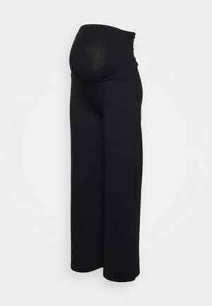 Sorte vide benklær med høy, stretchy midje designet for gravide, med mykt, glatt stoff og en avslappet passform.