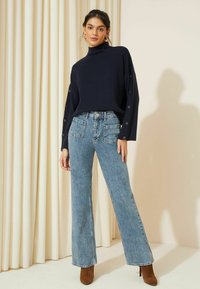 Friends Like These WIDE SLEEVE BUTTON FUNNEL NECK - Pulóver - navy