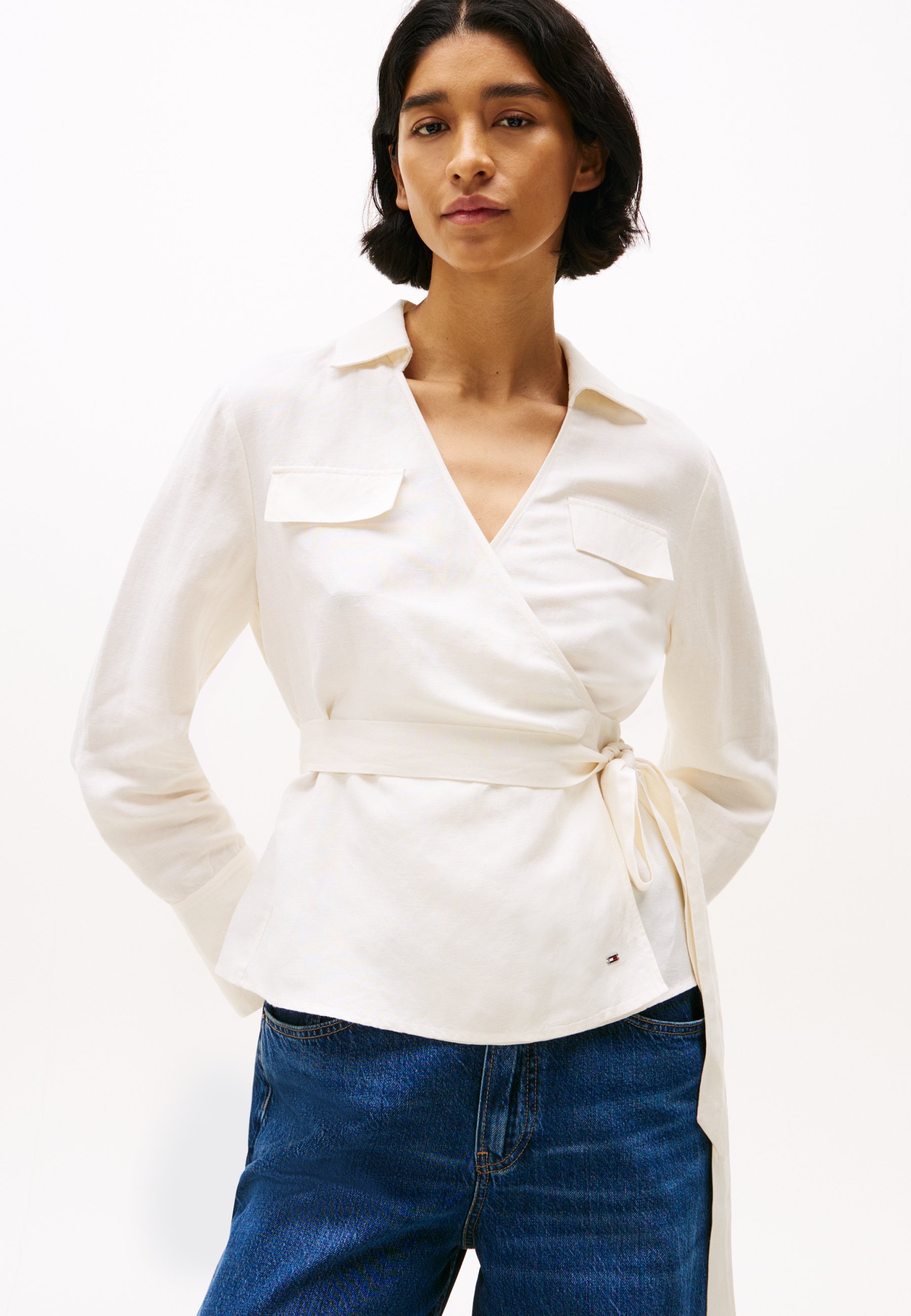 売れ筋商品|||トミー ヒルフィガー シャツ レディース トップス WRAP BLOUSE - Blouse - ivory petal Tommy Hilfiger WRAP BLOUSE - Blouse - ivory petal/off-white