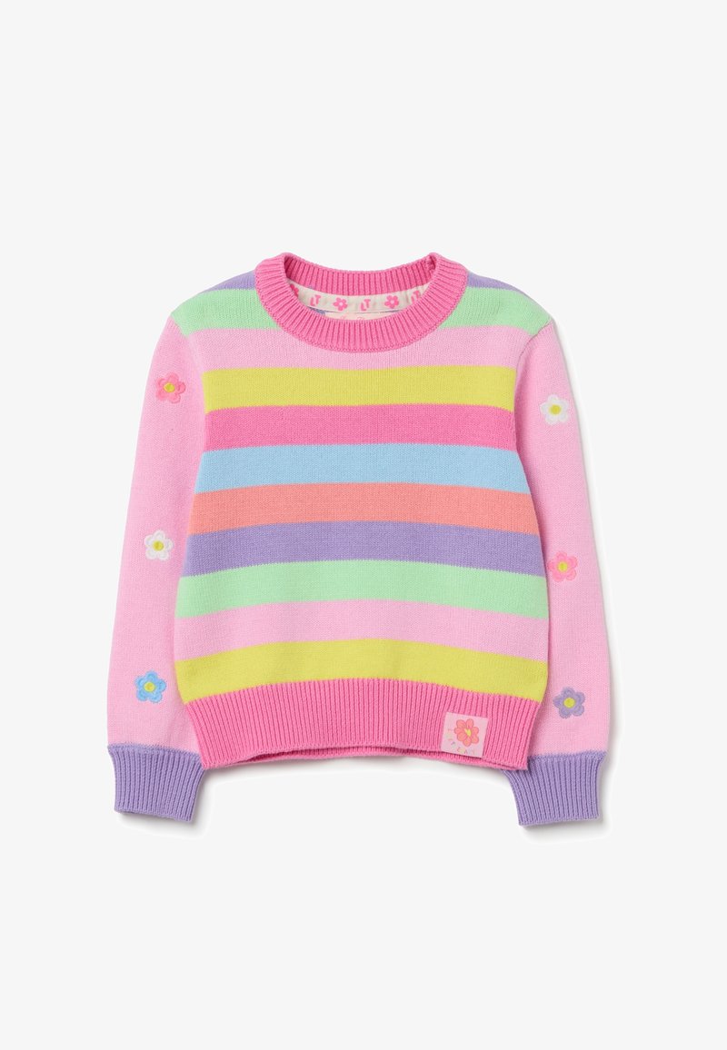 OVS STRIPED WITH SMALL FLOWERS EMBROIDERY - Pullover - yellow pink