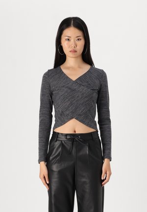 VMHELA TWO WAY WRAP - Pikkade varrukatega topp - dark grey melange/black