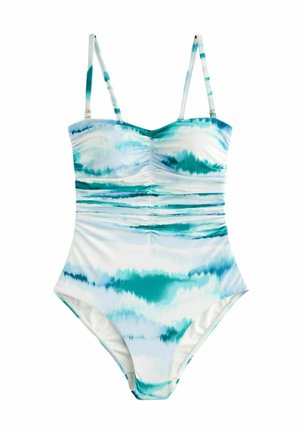 TUMMY CONTROL RUCHED BANDEAU TALL - Baddräkt - white blue tie dye