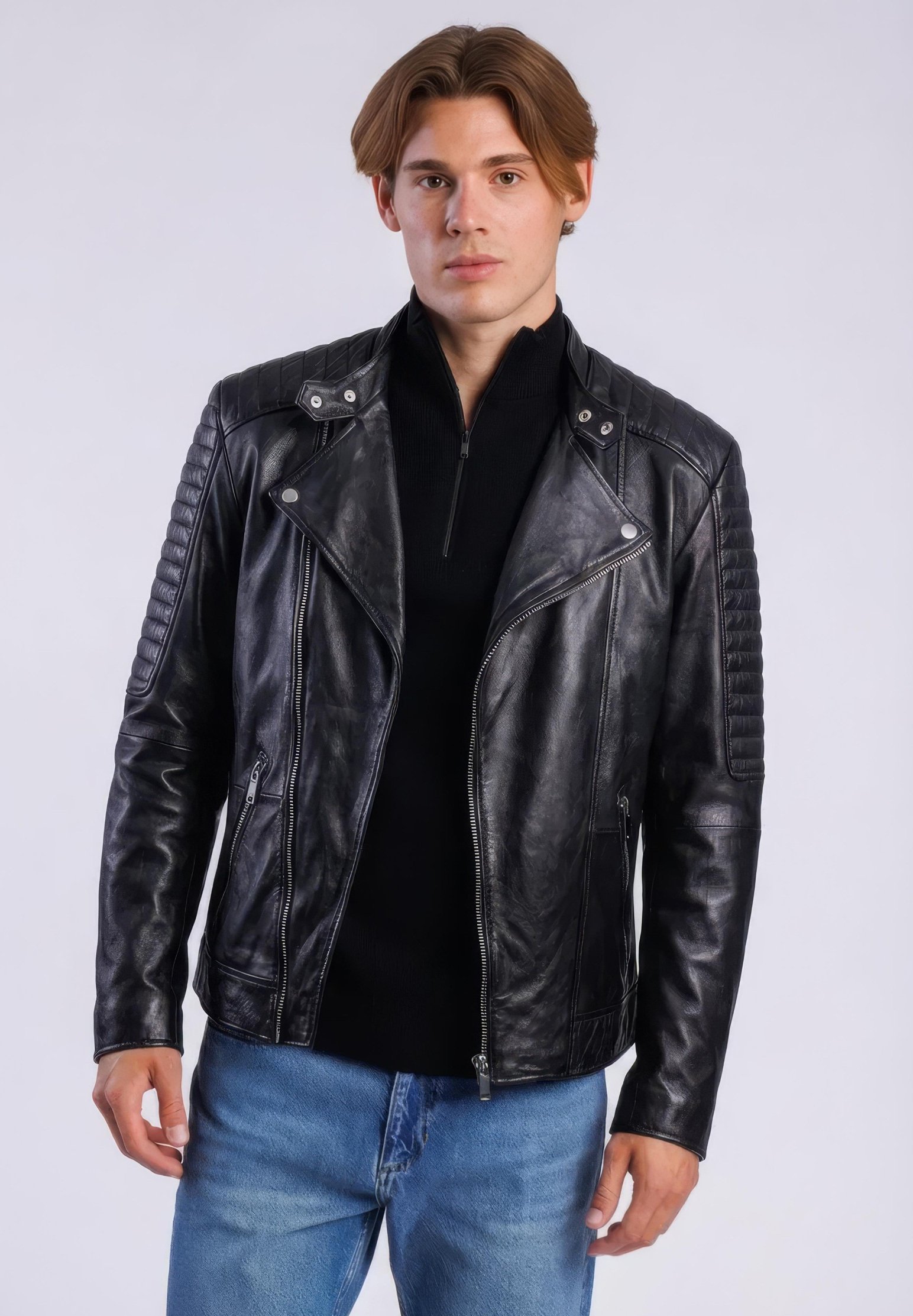 Freaky Nation CROSSOVER - Leather jacket - black - Zalando