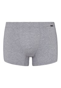 Grå boxershorts gjorda av mjuk, töjbar tyg. Har en skräddarsydd design utan synliga mönster och en liten logotypetikett på midjebandet.