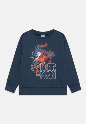 Felpa navy a maniche lunghe con grafica di Spider-Man e design a ragnatela; polsini e orlo a costine, realizzata in morbido cotone.