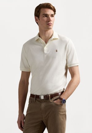 CUSTOM SLIM FIT SOFT COTTON POLO SHIRT - Poloskjorter - pale cream