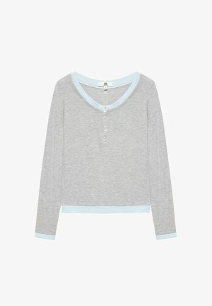 PULL&BEAR, DOUBLE-LAYER WITH BUTTONS - LONG SLEEVE T-SHIRT - T-shirt à manches longues - light grey