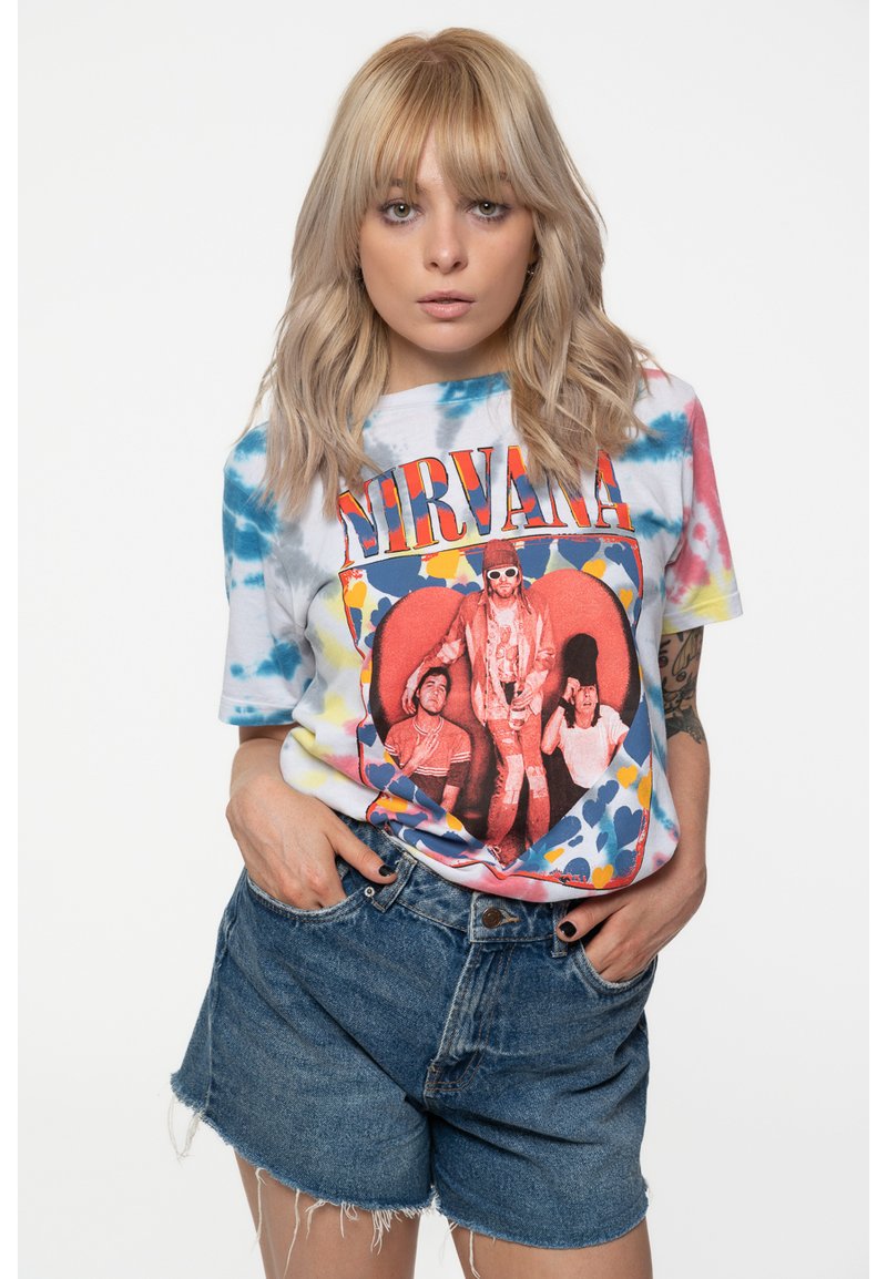 Paradiso Clothing NIRVANA HEART DYE WASH - Print T-shirt - white