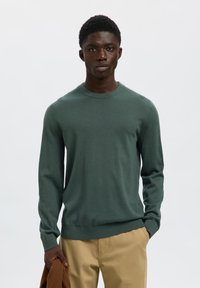 Selected Homme SLHTRAY CREW NECK - Trui - deep forest