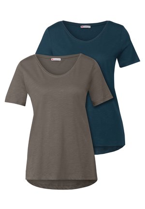 2ER-PACK  - T-shirts basic - Mottled dark blue Taupe