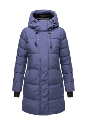 Pehmed, kuni pikkusega mantel tuhmses lillakas värvuses, millel on kõrge krae, reguleeritavad köit ja mustad mansetid. Omab küljetaskuid ja tikitud paneele.