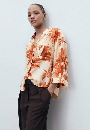 PALM TREE WITH THREE-QUARTER SLEEVES - Button-down blouse - off white bordeaux