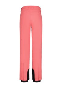 Roze skibroek met een gladde afwerking, taperende vorm en zwarte accenten bij de enkels. Voorzien van ritsen aan de zijkanten voor een aanpasbare pasvorm.