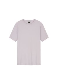 Lichtpaars T-shirt met korte mouwen, gemaakt van zachte stof. Voorzien van een ronde halslijn en een ontspannen pasvorm zonder zichtbare patronen of accenten.