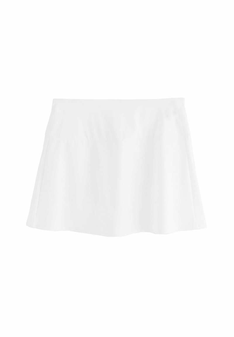 Gonna bianca a campana realizzata in tessuto liscio, con vita elastica e un design semplice e senza decorazioni. Lunghezza regolabile.