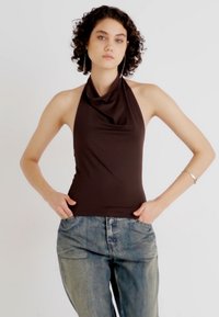 Gina Tricot SOFT TOUCH HALTERNECK TOP - Topp - java