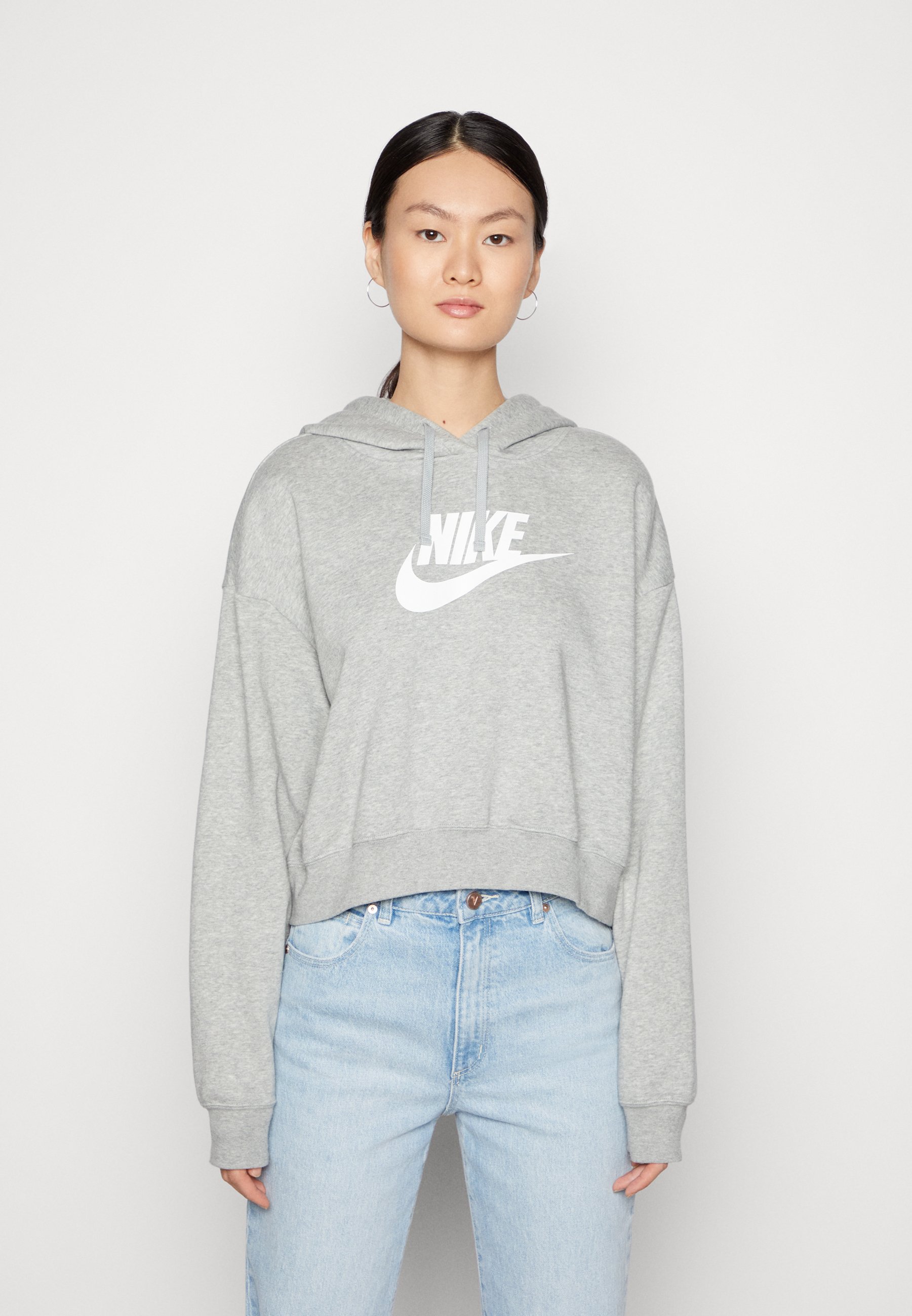 nike grey cropped sweatshirt