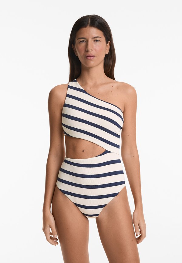 STRIPED ASYMMETRIC - Badeanzug - beige