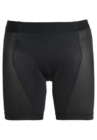 Pantalones cortos de ciclismo negros con un diseño elegante y ajustado. Fabricados con tela elástica, con paneles laterales de malla y una inserción acolchada para mayor comodidad.