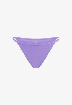 Paarse bikini-bodem met een gladde textuur, lage taille en dunne zijkoordjes. Bevat een subtiele logo-tag aan de achterkant.