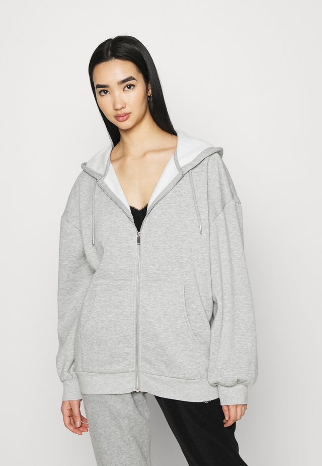 ZIP THROUGH HOODY - Hoodie met rits - grey marl