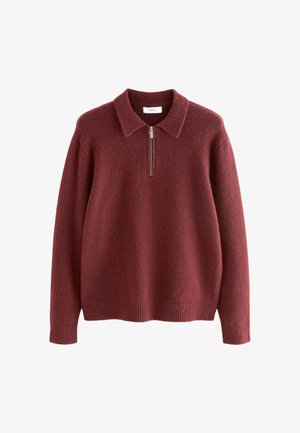 Next REGULAR FIT - COSY WITH ZIP - Piké - dusky red
