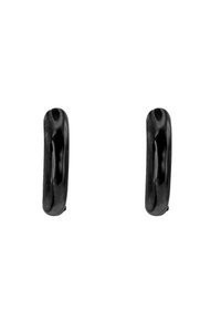 Orecchini in polimero nero dalla forma sinuosa, con una texture liscia e lucida. Presentano un design curvo e una forma slanciata, adatti a diverse occasioni.