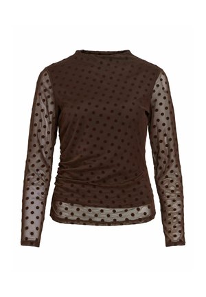 VILA, VIRIKKE L/S FUNNEL NECK TOP - NOOS - Blouse - coffee bean