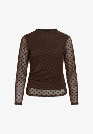 VILA, VIRIKKE L/S FUNNEL NECK TOP - NOOS - Blouse - coffee bean