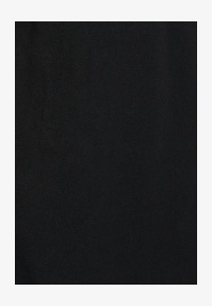 Črna, mehka tkanina z gladko teksturo in enotno površino. Brez vidnih vzorcev ali okraskov.