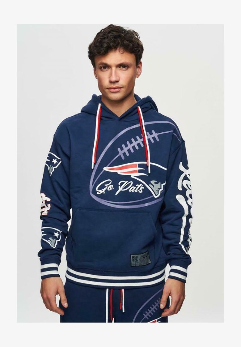 Felpa Con Cappuccio New England Patriots Re:covered - Lavata Effetto Consumato, Nero, Taglia XL