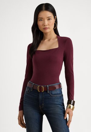 STRETCH JERSEY SQUARE-NECK TOP - Hosszú ujjú felső - dark garnet