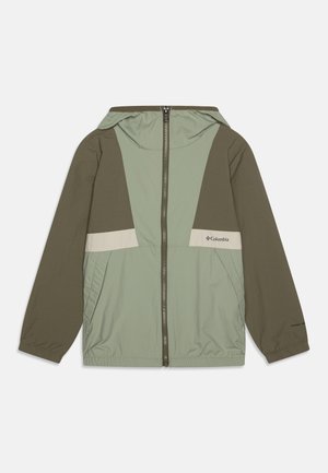 Columbia SPIRE VALLEY™ WINDBREAKER UNISEX - Regnjakke - stone green/safari/dark stone