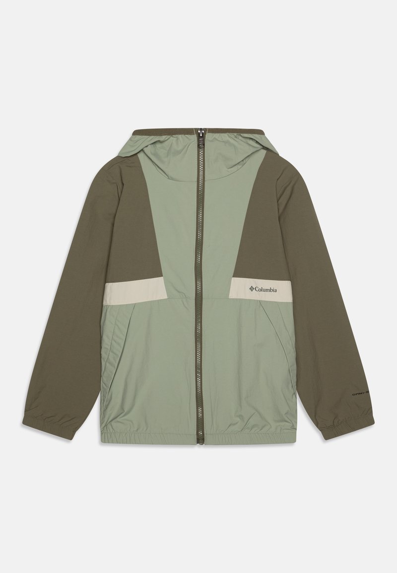Columbia SPIRE VALLEY™ WINDBREAKER UNISEX - Regnjakke - stone green/safari/dark stone