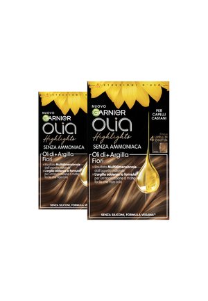 GARNIER OLIA HIGHLIGHTS PER CAPELLI CASTANI, DECOLORANTE FINO A 4 LIVELLO DI SCHIARITURA - 2 PACK - Tinte capelli - castani