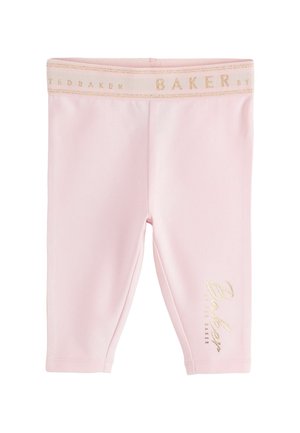 Rožinės, tamprios tamprės su auksinėmis juostos detalėmis. Ant kojos parašyta „Baker“ kursyvu.