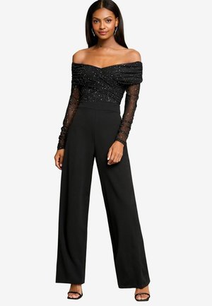 Lipsy REGULAR FIT - BARDOT GLITTER - Jumpsuit - black