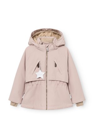 Helle pinke, kapuzenjacke mit einem Reißverschluss vorne, elastischem Kordelzug am Bund, seitlichen Taschen und einem sternförmigen Etikett. Weiche, strukturiertes Futter innen.