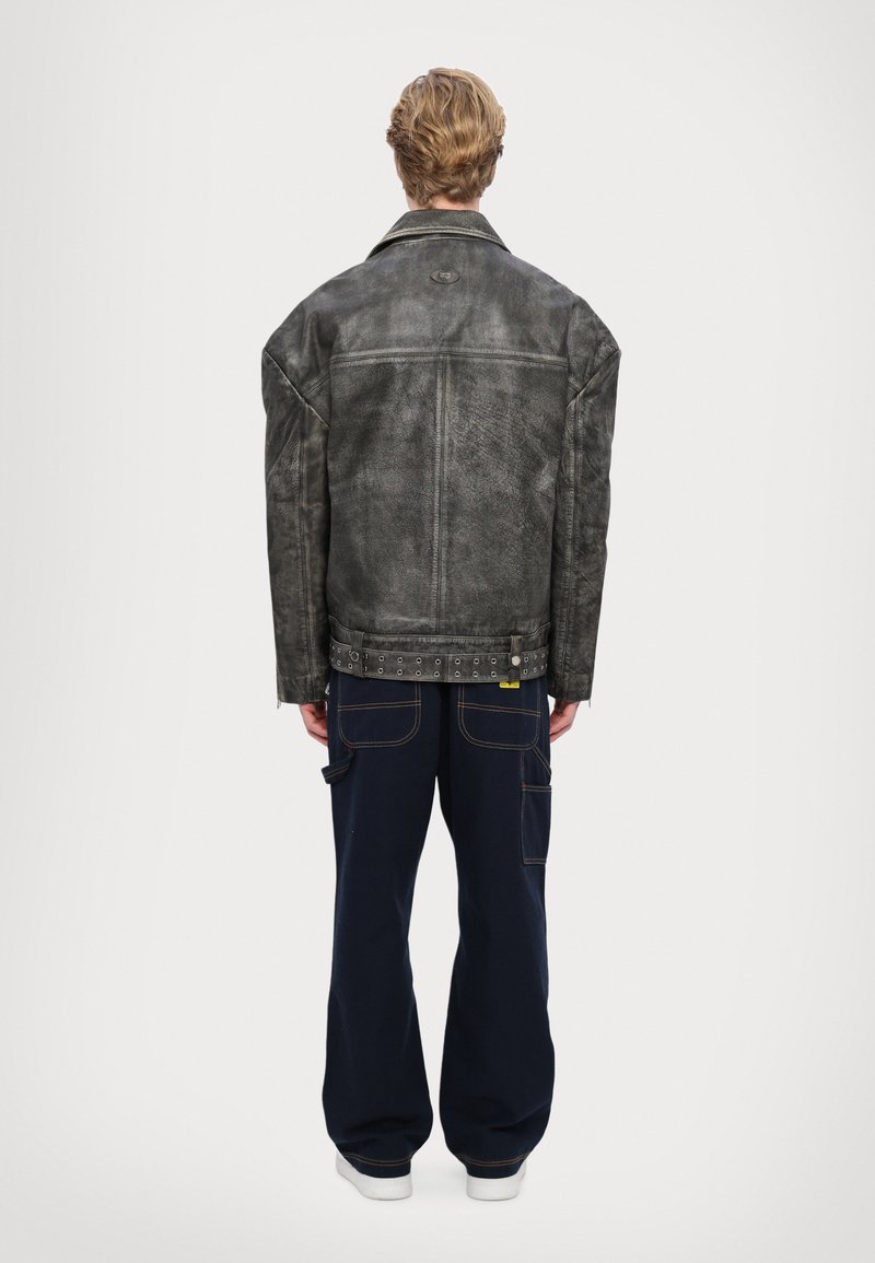 Dhruv Kapoor WASHED BIKER JACKET - Leather jacket - grey - Zalando