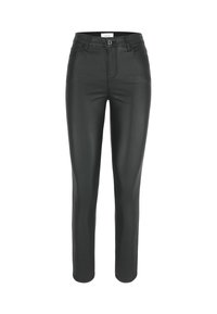 COATED SLIMFIT TROUSERS - Odinės kelnės - black