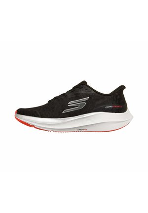 Skechers Performance LAUF AERO PULSE SLIP-IN - Chaussures de running sur route - black textile/silver/orange trim