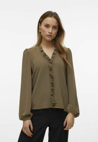 Vero Moda ALVA EMS LS V-NECK GA - Camicetta - capers