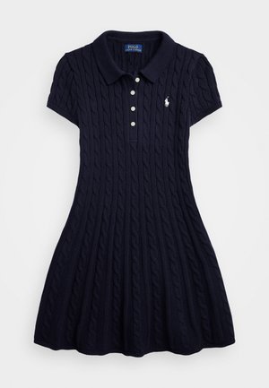 Polo Ralph Lauren CABLE KNIT COTTON POLO JUMPER DRESS - Neulemekko - navy