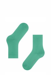 Türkise Knöchelsocken mit glatter Textur und gerippten Bündchen. Mit einem Logo an der Unterseite, entworfen für Komfort und einen sicheren Sitz.