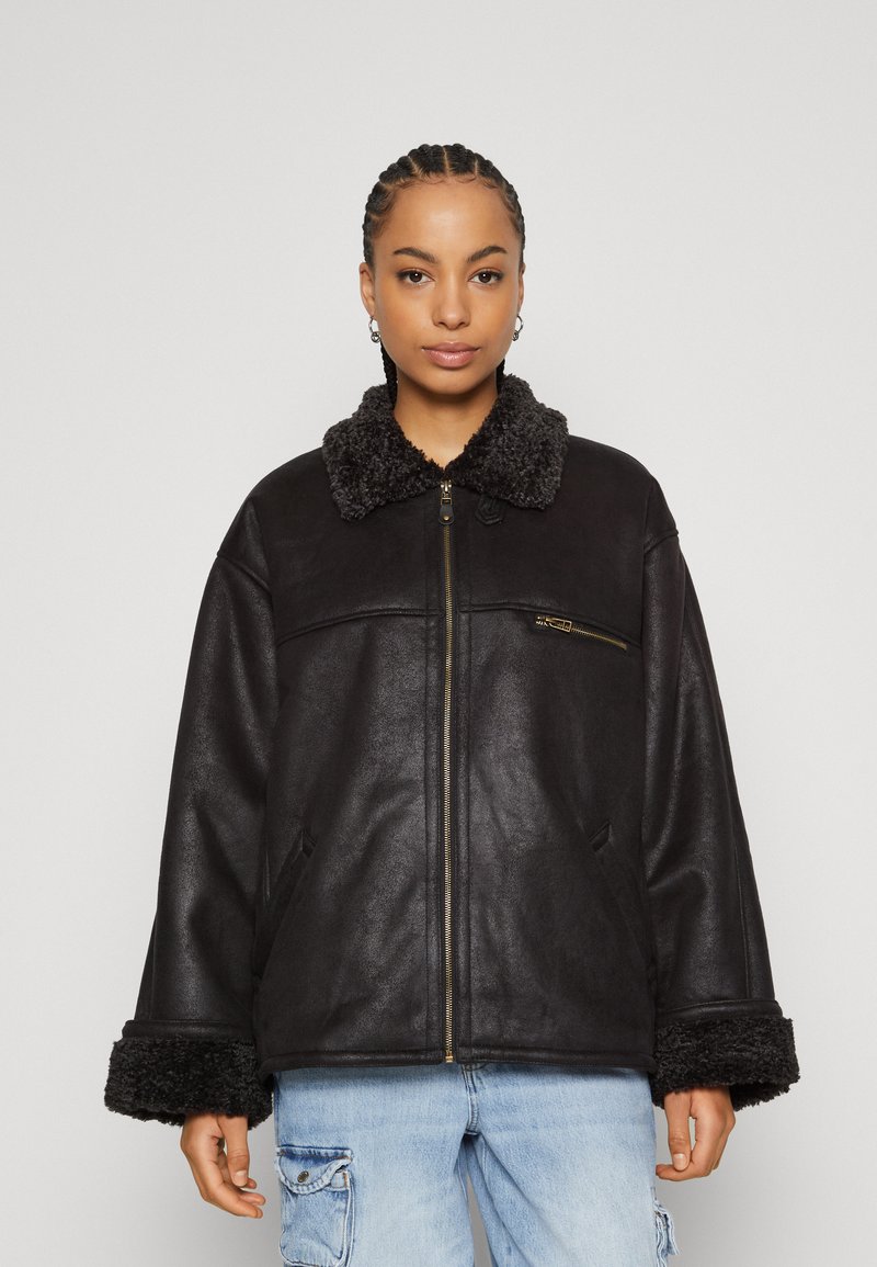 BDG Urban Outfitters BORG HARRY Faux leather jacket black
