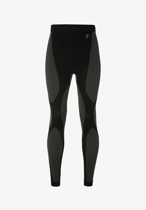 Czarne legginsy z siateczkowymi panelami w dopasowanym kroju. Posiadają szeroki elastyczny pas oraz minimalistyczne logo po lewej górnej stronie.