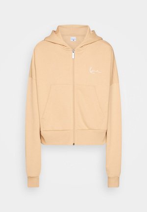Karl Kani CHEST SIGNATURE ZIP HOODIE - Lukuga pusa - light beige